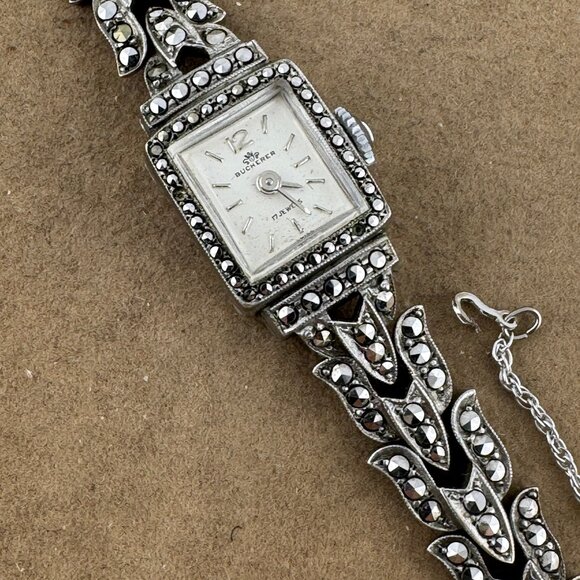 Vintage Elegant 1950's Bucherer Ladies Swiss Made Marcasite Watch - Picture 3 of 8